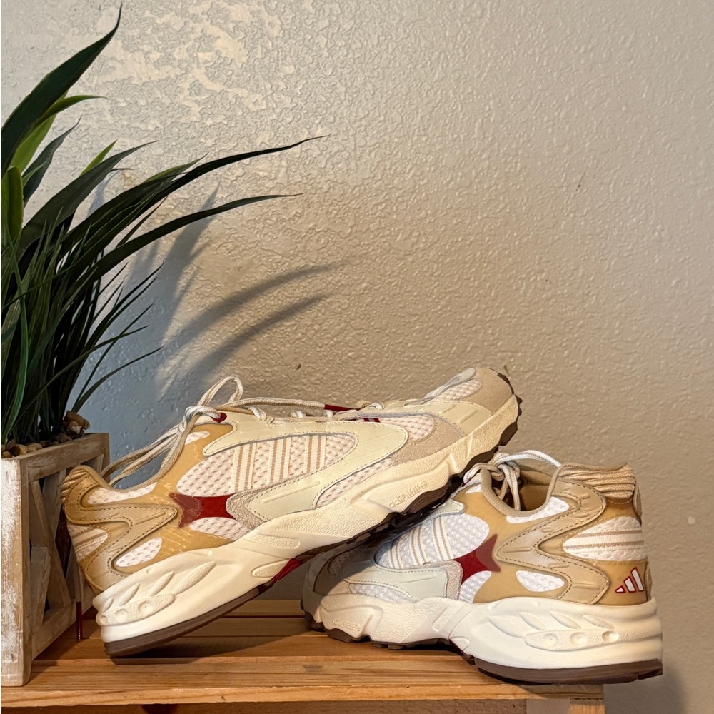 Adidas Cream and Red Athletic Shoes